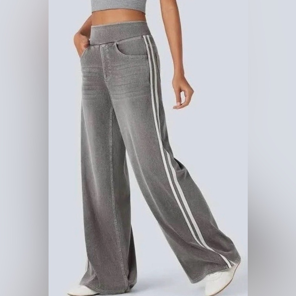 Halara Washed Grey Striped Denim